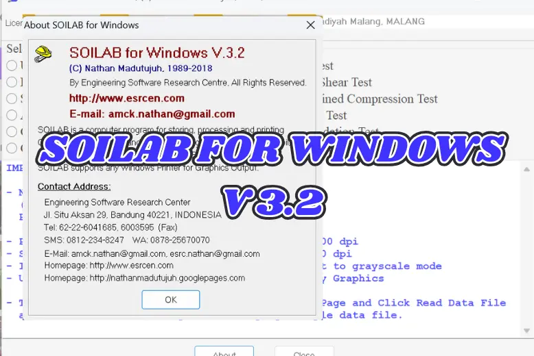 PROGRAM SOILAB FOR WINDOWS 3.2
